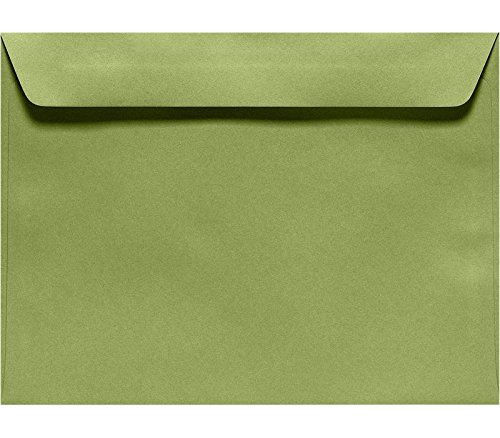 LUX Booklet 6in x 9in Envelopes, Gummed Seal, Avocado Green, Pack Of 50