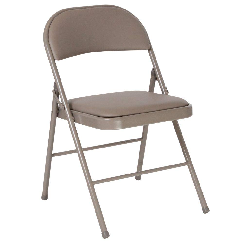 Flash Furniture 4 Pack HERCULES Series Double Braced Gray Vinyl Folding Chair Grey Set of 4