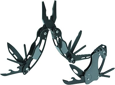 UZI UZI-GS-001 Survival Tactical Combo Pack with Multi-Tool Pliers and Keychain, Black