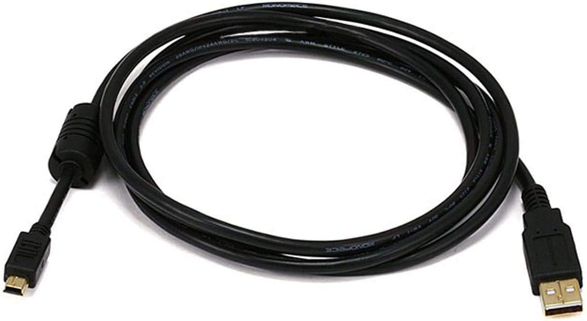 Monoprice 3-Feet USB 2.0 A Male to Mini-B 5pin Male 28/24AWG Cable with Ferrite Core (Gold Plated) (105447),Black