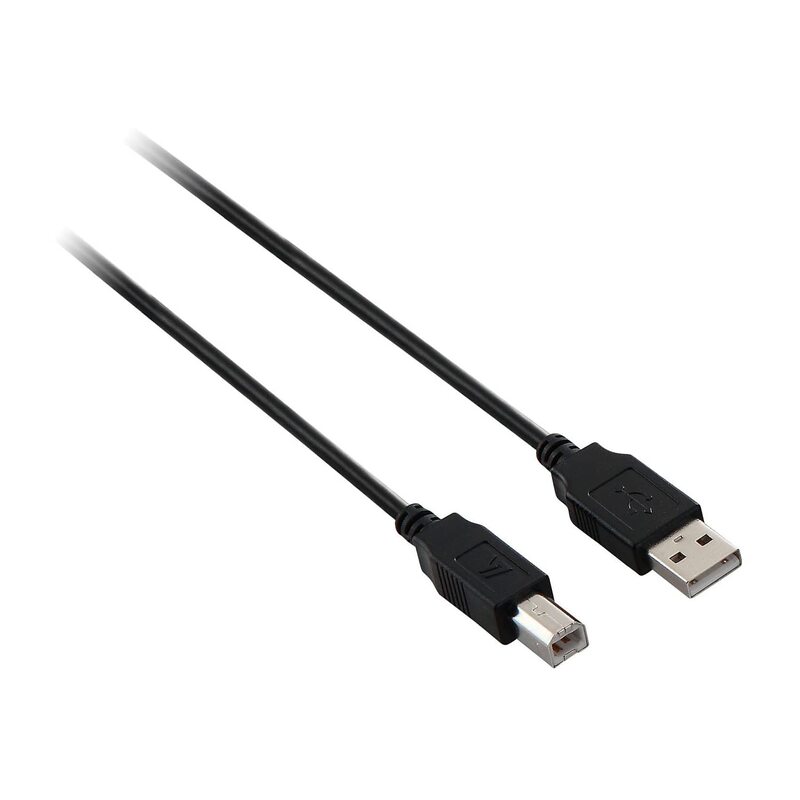 V7 High-Speed USB 2.0 Device Cable - 6 feet - A Male to B Male for Connecting PC to Digital Cameras, Printers, Scanners, External Disk Drives (V7N2USB2AB-06F) - Black