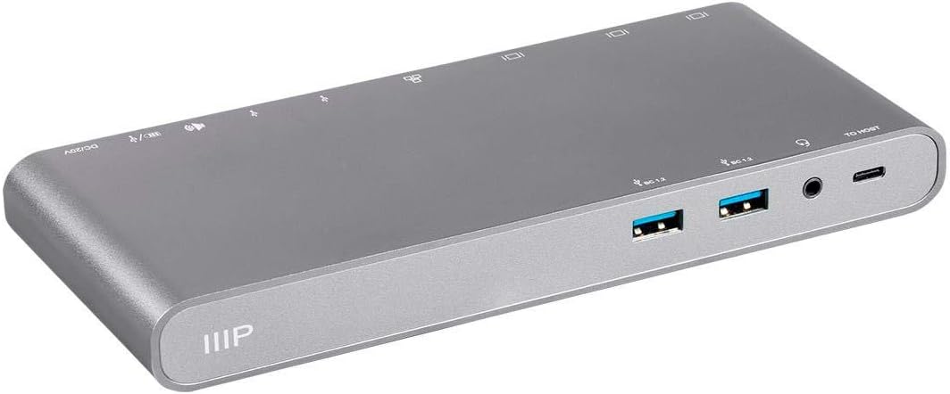 Monoprice USB-C Dual-Monitor Docking Station for USB-C Laptops, MST and Power Delivery up to 100 Watts with USB-C Cable