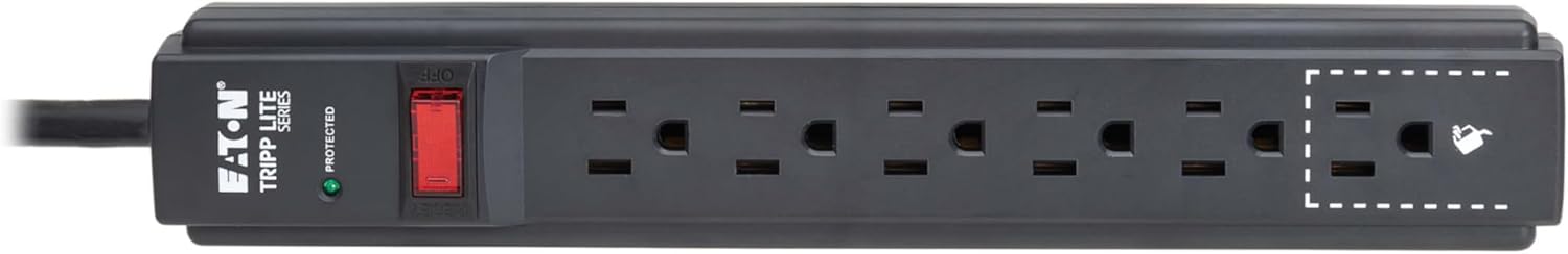 Eaton Tripp Lite Series 6-Outlet Surge Protector Power Strip, 3ft Extension Cord, 600 Joules, 15A Circuit Breaker, Black