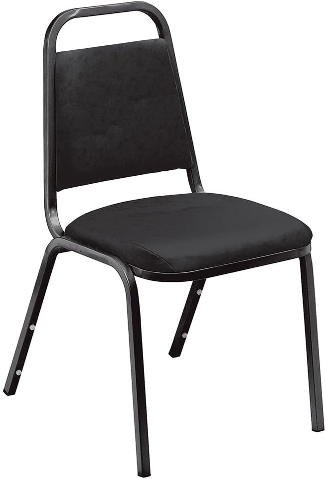 National Public Seating 9110-B 9100 Series Value Stacking Chair - Set of 4 - Black Frame/Black Vinyl