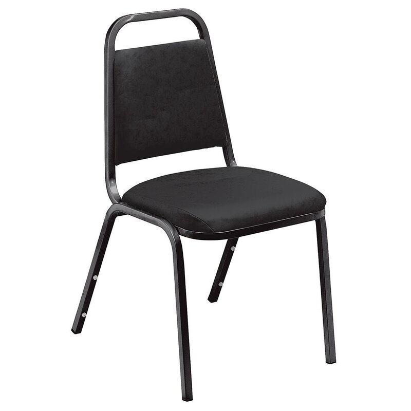National Public Seating 9110-B 9100 Series Value Stacking Chair - Set of 4 - Black Frame/Black Vinyl