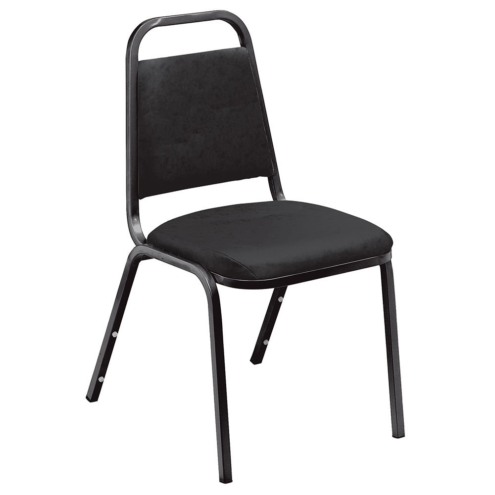 National Public Seating 9110-B 9100 Series Value Stacking Chair - Set of 4 - Black Frame/Black Vinyl