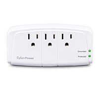 CyberPower CSB300W Essential 3 - Outlet Surge with 900 J - Clamping Voltage 800V, NEMA 5-15P, Wall Tap, EMI/RFI Filtration, White, Lifetime Warranty