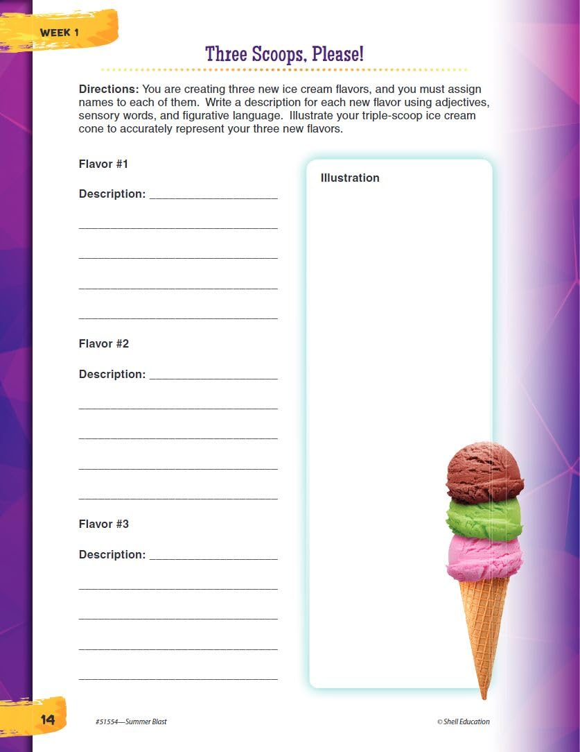 Summer Blast: Getting Ready for Fourth Grade – Full-Color Workbook for Kids Ages 8-10 - Reading, Writing, Art