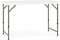 Flash Furniture 4' Rectangular Plastic Folding Event Table with Adjustable Legs and Carrying Handle, Bi-Fold Portable Banquet Table for Indoor/Outdoor Events, White