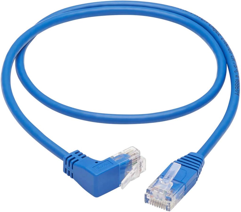Tripp Lite Up Angle Cat6 Ethernet Cable, Gigabit Molded Slim UTP Network Patch Cable, Blue, 2 ft. (N204-S02-BL-UP)