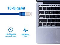 Monoprice Cat6A Blue Double-Shielded (S/FTP) 26AWG Pure Bare Copper Molded RJ45 Patch Cable