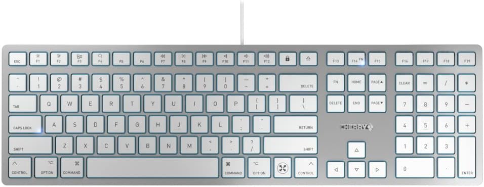 Cherry KC 6000 C Slim Keyboard Made with Mac Layout. Scissor Tech Typing for Near Silent. USB-C Wired. US Layout White