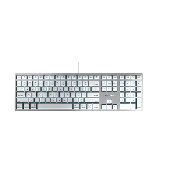Cherry KC 6000 C Slim Keyboard Made with Mac Layout. Scissor Tech Typing for Near Silent. USB-C Wired. US Layout White
