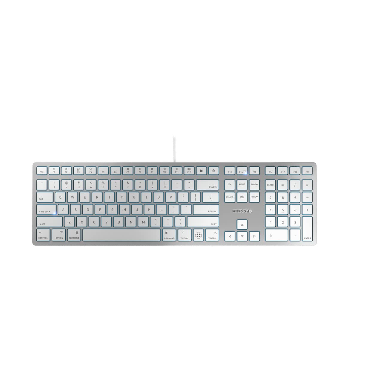 Cherry KC 6000 C Slim Keyboard Made with Mac Layout. Scissor Tech Typing for Near Silent. USB-C Wired. US Layout White