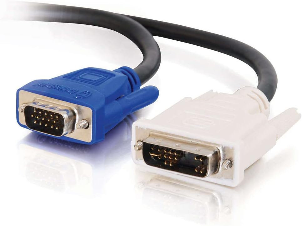 C2G 26954 DVI Male to HD15 VGA Male Video Cable, Black (6.6 Feet, 2 Meters)
