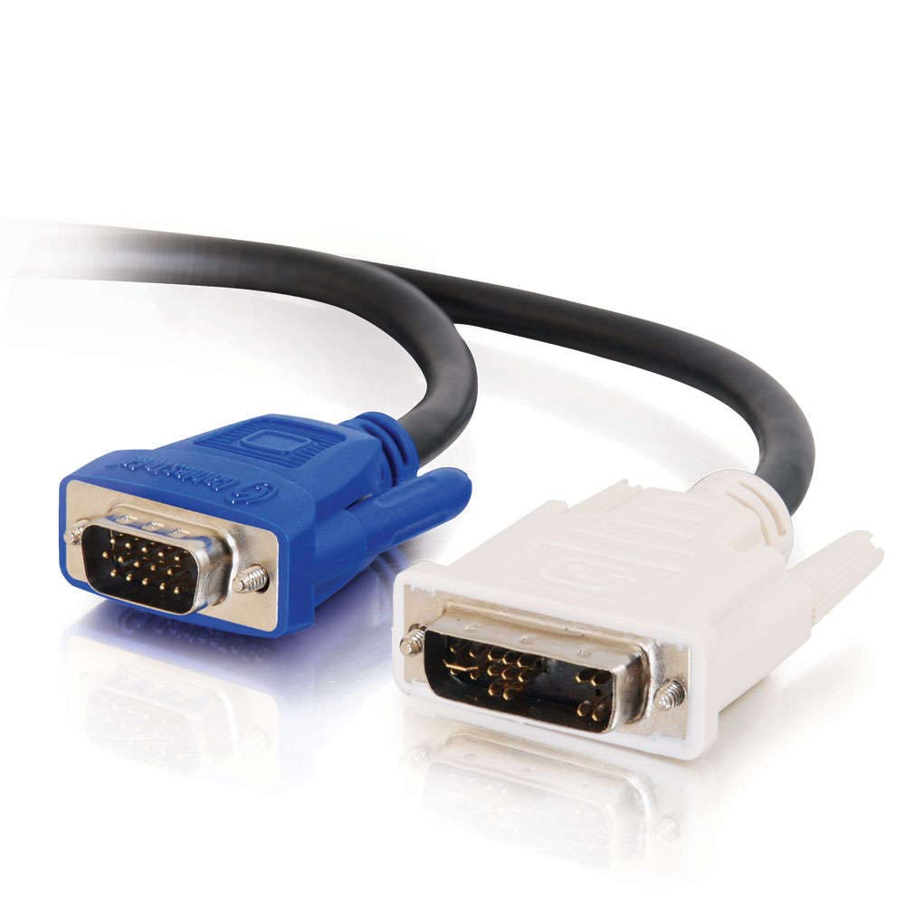 C2G 26954 DVI Male to HD15 VGA Male Video Cable, Black (6.6 Feet, 2 Meters)