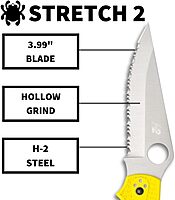 Spyderco Stretch 2 XL Lightweight Salt Folding Pocket Knife with 3.99 Inch H-2 Tool Steel Blade and Yellow FRN Handle - SpyderEdge - C258SYL