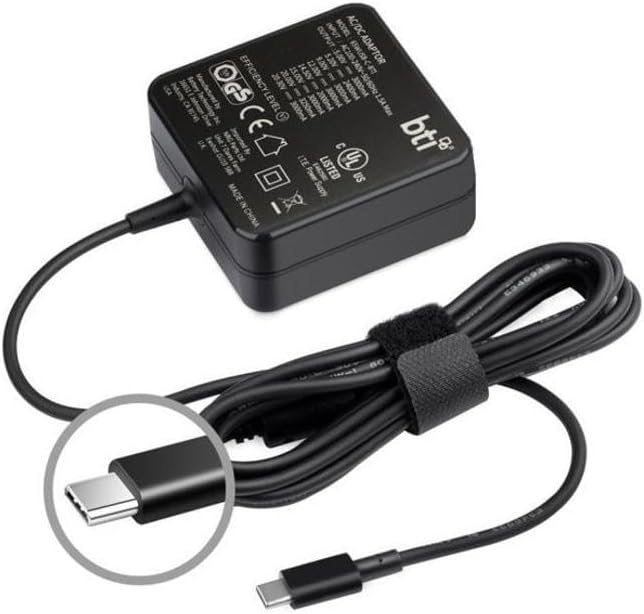 BTI BATTERY TECHNOLOGY 65WUSB-C-BTI 65W USB Type C Desktop ac Adapter, Black