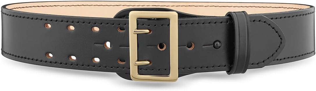 DUTYMAN 2-1/4" Plain Leather Sam Browne 2-Row Stitch Duty Belt - 100% Genuine Leather w/No Fillers
