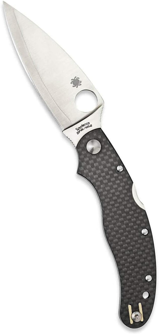 Spyderco Caly Prestige Knife with 3.40" ZDP-189 Stainless Steel Blade and Black Carbon Fiber Handle - PlainEdge - C144CFPE
