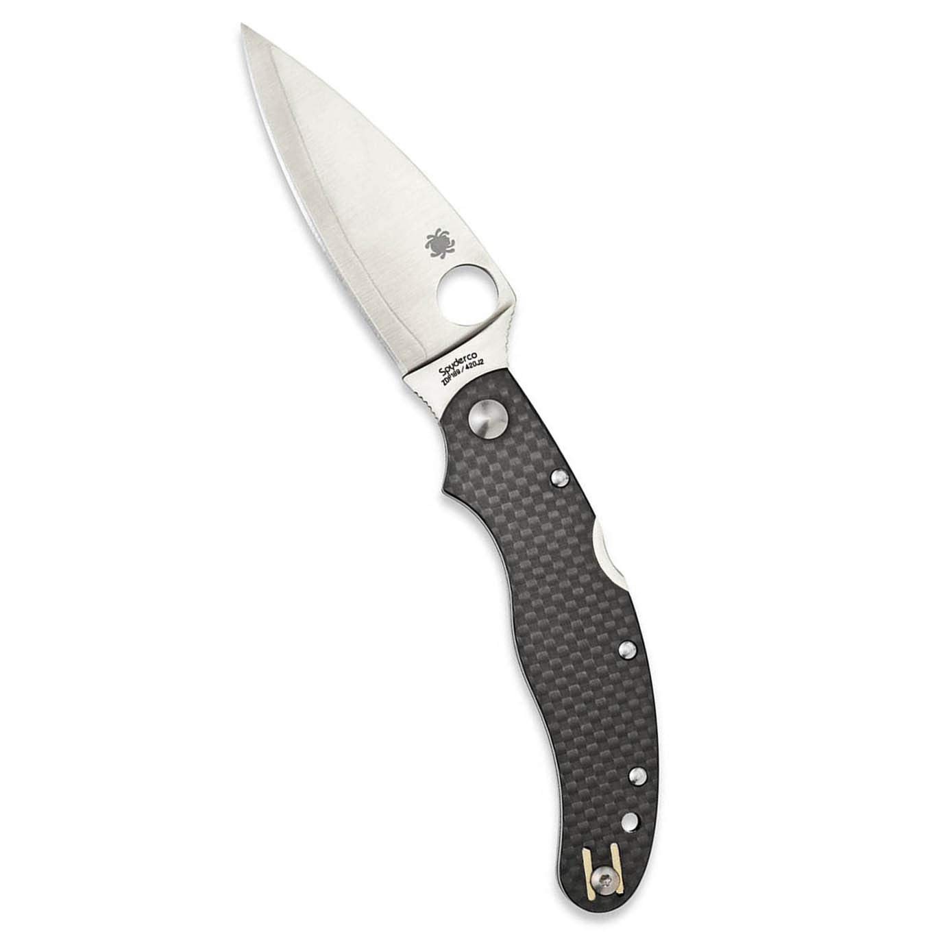 Spyderco Caly Prestige Knife with 3.40" ZDP-189 Stainless Steel Blade and Black Carbon Fiber Handle - PlainEdge - C144CFPE