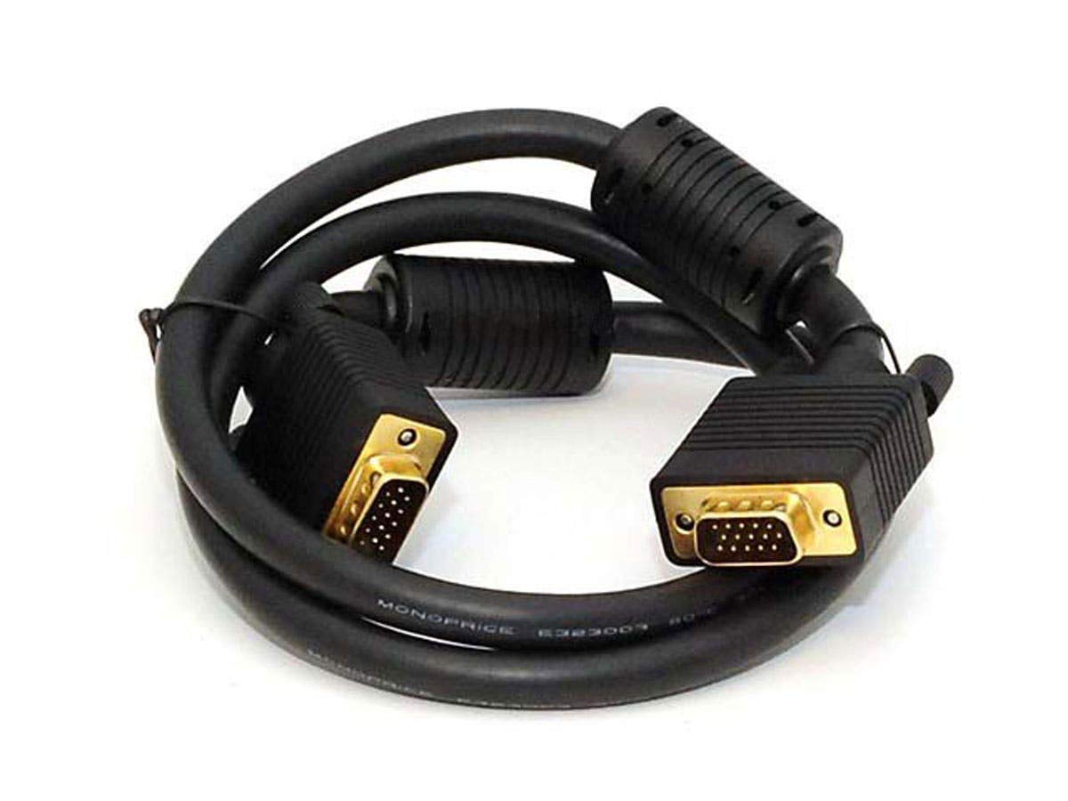 MONOPRICE Super VGA (SVGA) Monitor Cable - DE-15 Male to Male, Gold-Plated with Ferrites