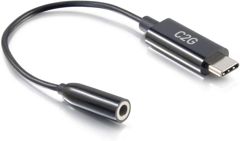 C2G USB C to 3.5mm Audio Adapter - USB C to AUX Cable - USB C to Headphone Jack - 0.39in Mini-phone/USB Audio Cable - 54426