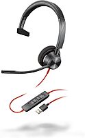 Poly Blackwire 3310 Monaural Microsoft Teams Certified USB-C Headset +USB-C/A Adapter - Mono - USB Type C, Min - 8X216AA