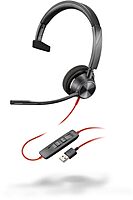 Poly Blackwire 3310 Monaural Microsoft Teams Certified USB-C Headset +USB-C/A Adapter - Mono - USB Type C, Min - 8X216AA