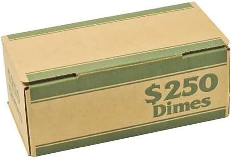CONTROLTEK Green Coin Boxes, Dimes - $250 (50 Pack)