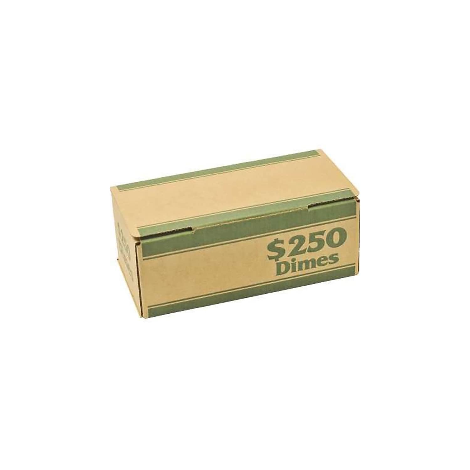 CONTROLTEK Green Coin Boxes, Dimes - $250 (50 Pack)
