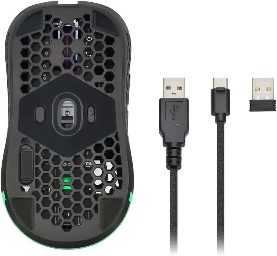 Monoprice Hyper-K Wireless Ultralight Gaming Mouse - PixArt Optical Sensor, Offers 6 Programmable DPI Settings - Dark Matter