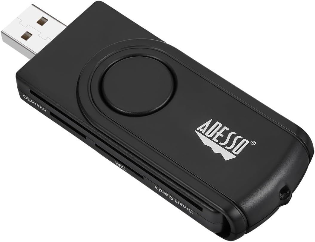 SCR-200 Smart Card CAC Reader for ID, Credit Card, SD, Micro SD, SIM, and M2 Smartfold Smart Card Reader