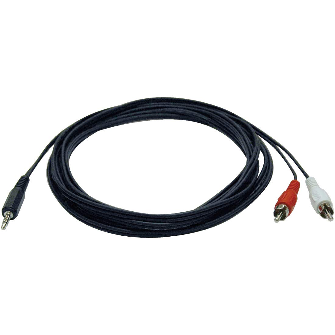 Tripp Lite 3.5mm Mini Stereo to Two RCA Audio Y Splitter Adapter Cable (3.5mm M to 2x RCA M), 12-ft.(P314-012)