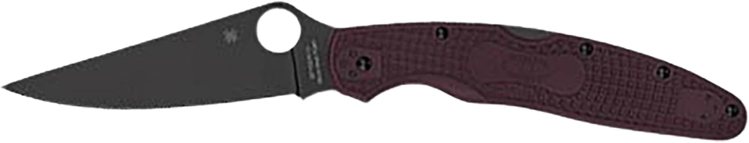 Spyderco Police 4 Lightweight Sprint Run Folding Knife 4.38" CTS-PD#1 Black Plain Blade, Burgundy FRN Handles