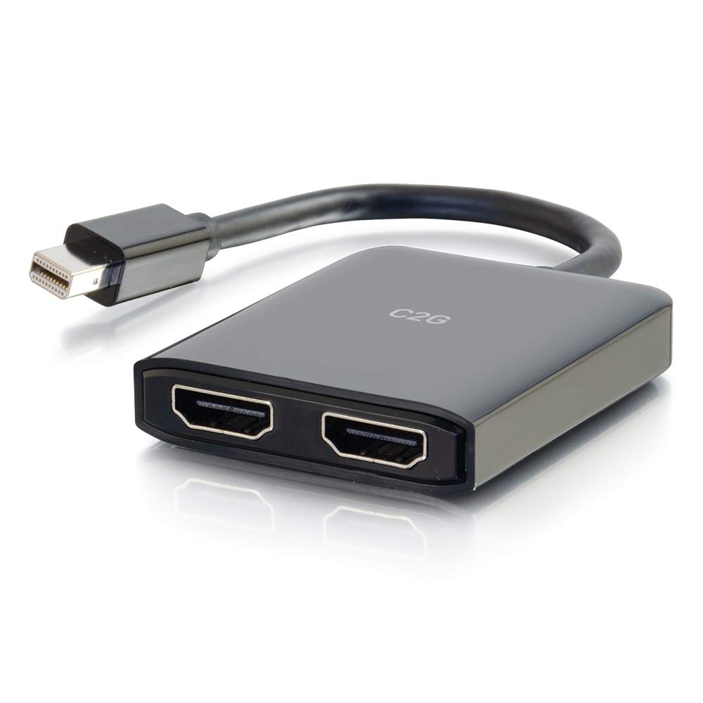 C2G 54292 USB Powered 4K 2-Port Mini DisplayPort to HDMI MST Hub Monitor Splitter, Black