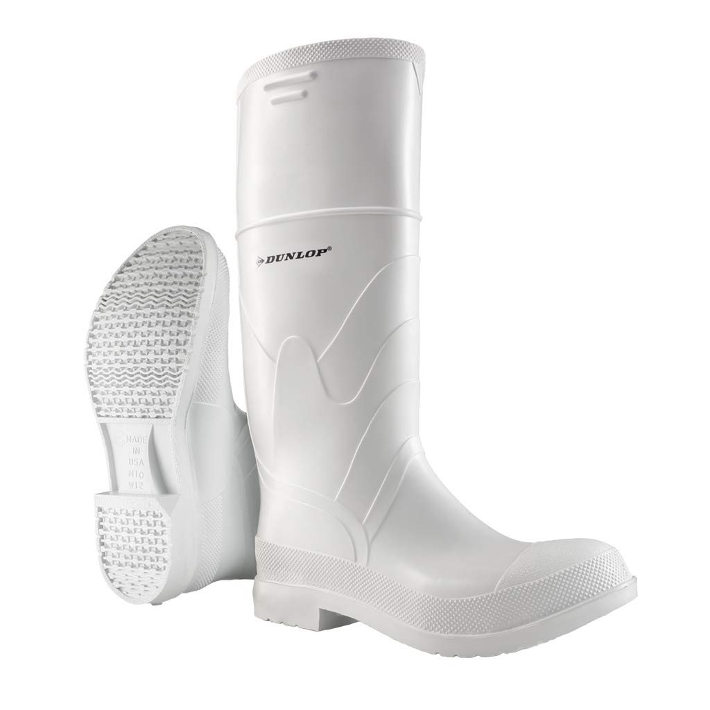 DUNLOP White PVC Plain Toe Rubber Boots