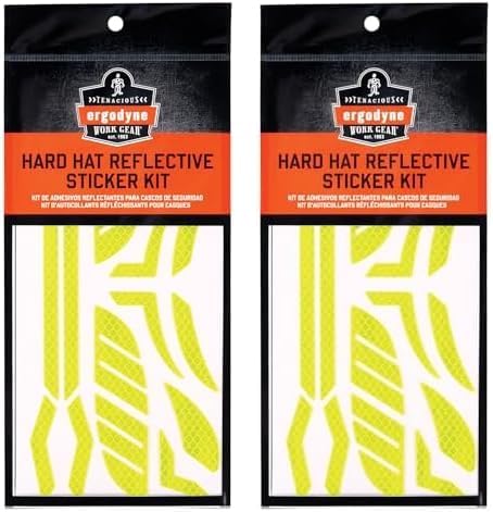 Ergodyne Skullerz 8961 Reflective Hard Hat Stickers, Safety Helmet Strips - Pack of 2