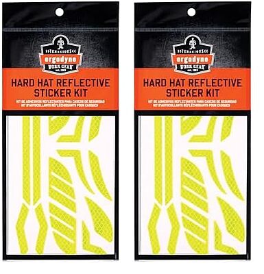 Ergodyne Skullerz 8961 Reflective Hard Hat Stickers, Safety Helmet Strips, Hard Hat Accessories Adhesive Sticker Decal Kit Yellow Pack of 2
