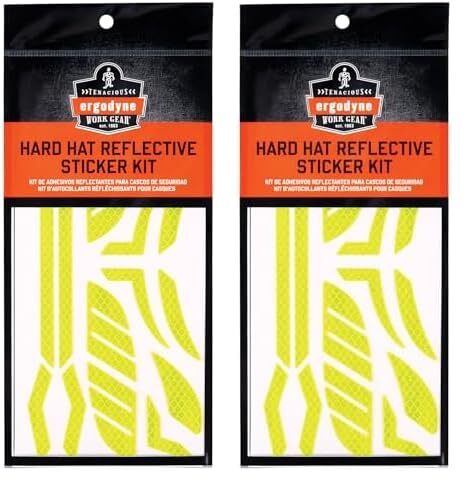 Ergodyne Skullerz 8961 Reflective Hard Hat Stickers, Safety Helmet Strips, Hard Hat Accessories Adhesive Sticker Decal Kit Yellow Pack of 2