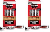 Jack Link's Beef Sticks, Original – Protein Snack, Meat Stick with 6g of Protein, Made with 100% Beef, Individually Wrapped Beef Snack Sticks – 0.92 Oz. (20 Count) (Pack of 2)