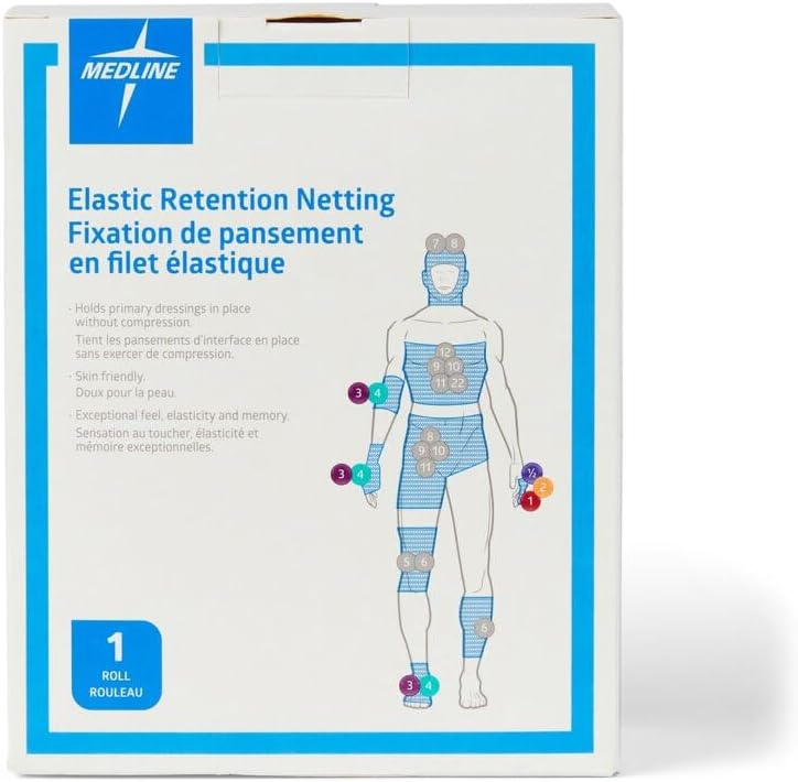 Medline Stretch Tubular Elastic Dressing Retention Net, Size 1, (6" x 25 yds), Ideal for Wound Care, Single Pack