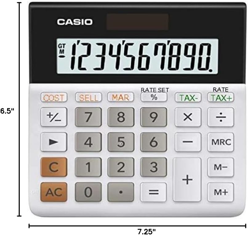 Casio MH-10M Desktop Calculator – Large 10-Digit Display | Cost/Sell/Margin & Tax Functions | Ideal for Home & Office Use