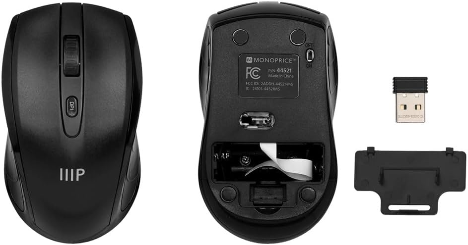 Monoprice Wireless Membrane Keyboard and Optical Mouse Combo, Full-Size 104-Key Keyboard, 2.4 GHz Wireless Receiver