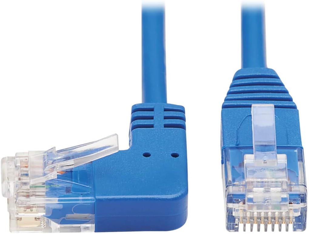 Tripp Lite Cat6 Gigabit Molded Slim UTP Network Patch Cable, Blue, RJ45 Angle