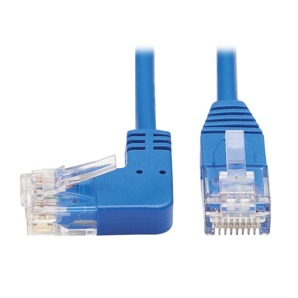 Tripp Lite Cat6 Gigabit Molded Slim UTP Network Patch Cable, Blue, RJ45 Angle