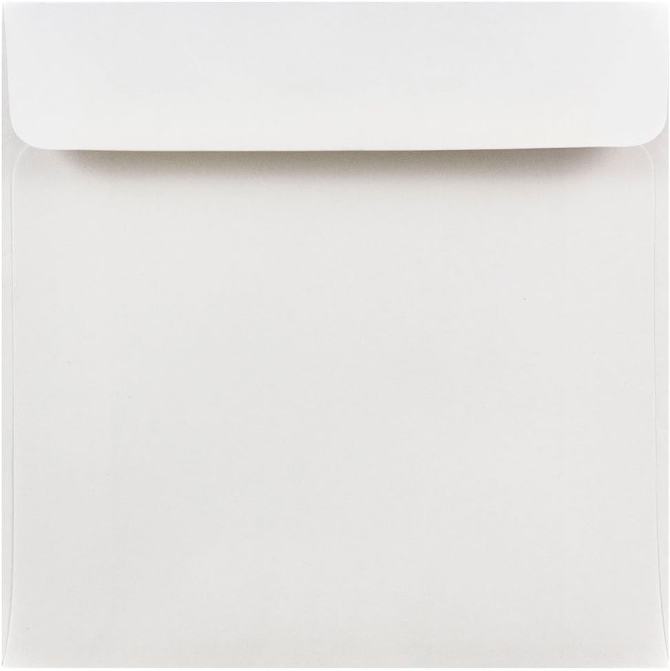 JAM PAPER Square Invitation Envelopes - White - Gummed Seal - 25/Pack