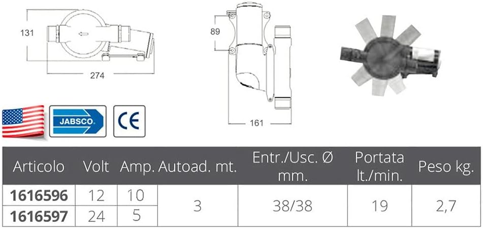 Jabsco Filterless Waste Pump w/Single Diaphragm - 24V