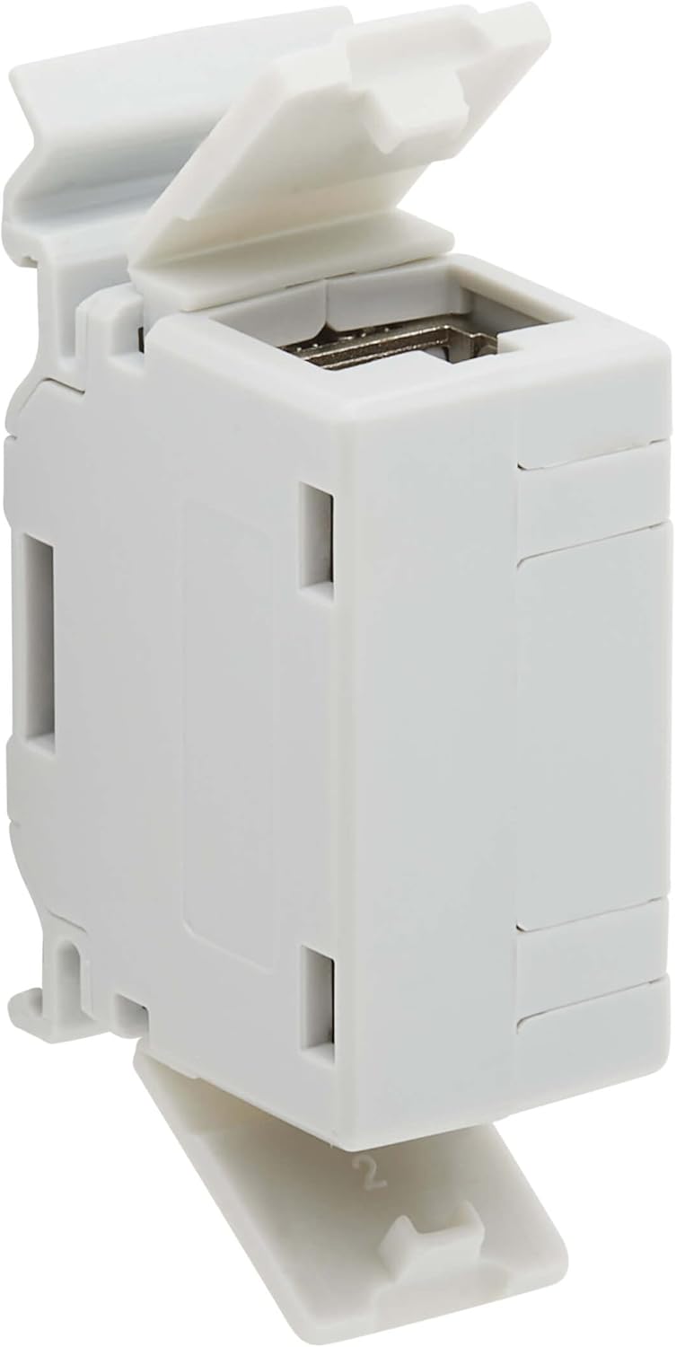 Tripp Lite DIN-Rail Cat6a RJ45 Shielded in-Line Mountable Snap-in Coupler & PoE++, EMI/RFI Shielding, Backwards Compatible