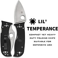 Spyderco Lil Temperance 3 Lightweight Folding Pocket Knife with VG-10 Steel and FRN Handle - PlainEdge - C69PBK3